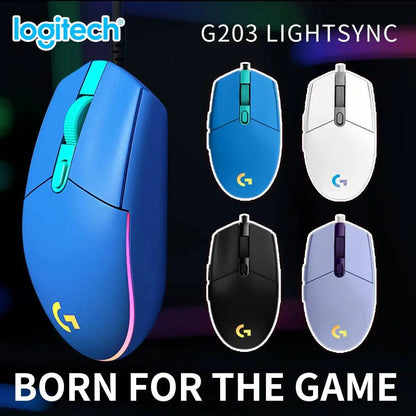 Logitech G203 Prodigy Wired Gaming Mouse 8000 DPI RGB Lighting 6 Buttons On-Board Memory 2.1m Cable Windows ChromeOS