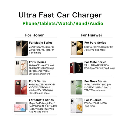 6A 66W car charger for Honor Magic V 5 3 7 6 400 200 90 70 50 X9d X7C cigarette lighter USB charger for Huawei car phone adapter