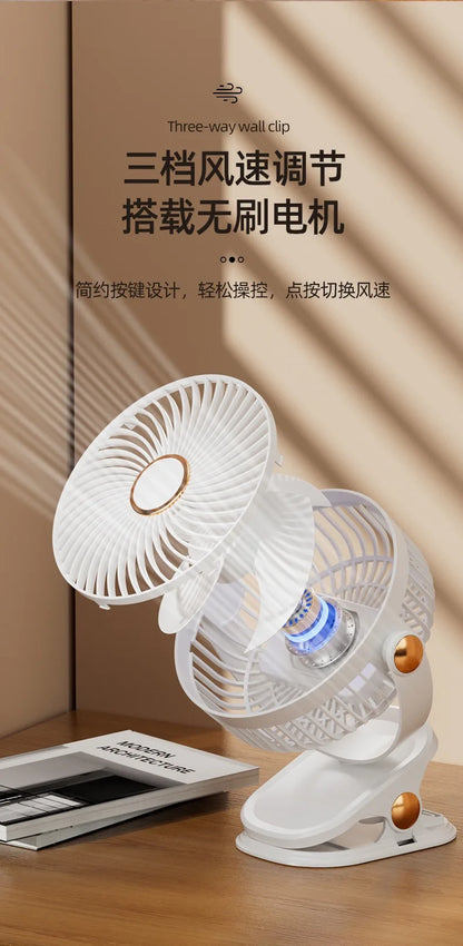 Portable USB Clip-On Fan for Office Desk Quiet Design for Dormitory Students Baby Stroller Bedside Small Tabletop Fan