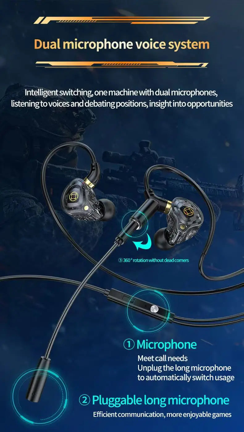 KCKZ Dual Microphone Type-C Phone USB Computer Delta Gaming Earphones Wired Dual Plug Earphones
