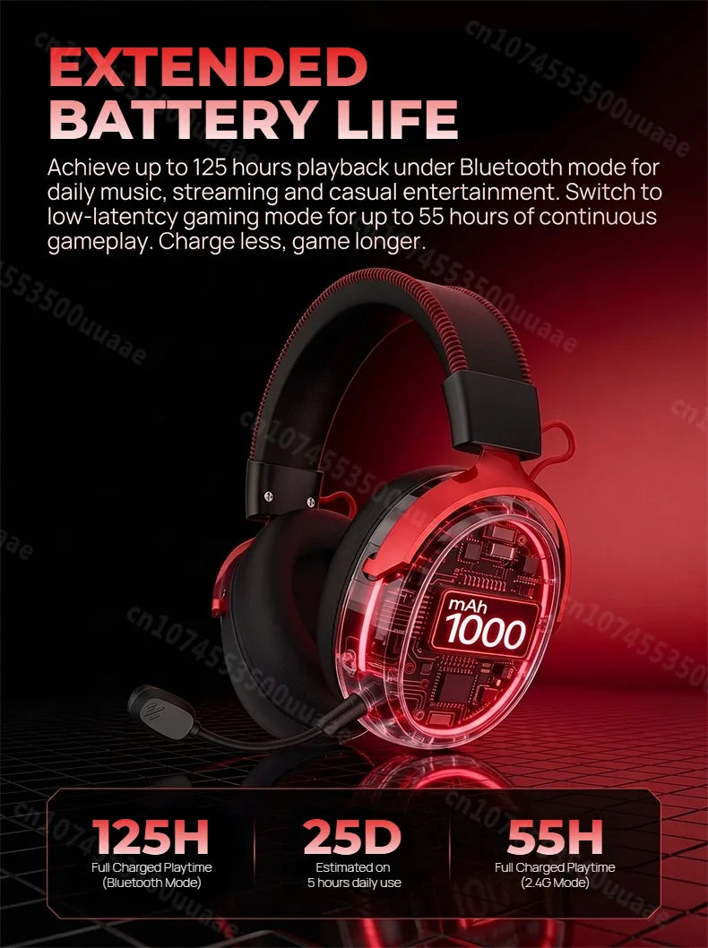 Monster GH04 Wireless Gaming Headphone 2.4G/Bluetooth 6.0 4-Mode 7.1 Surround Sound Esports Gaming Headset with Detachable Mic