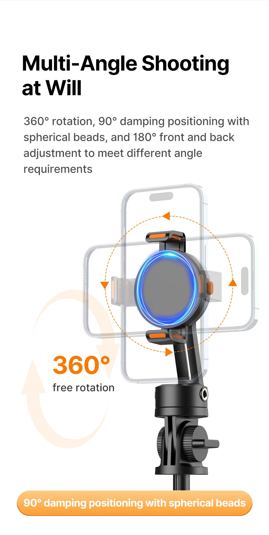 Ulanzi SK-05 Metal Smartphone Tripod Bluetooth Selfie Stick Desktop Tripod Travel Vlog Live Streaming for iPhone Android