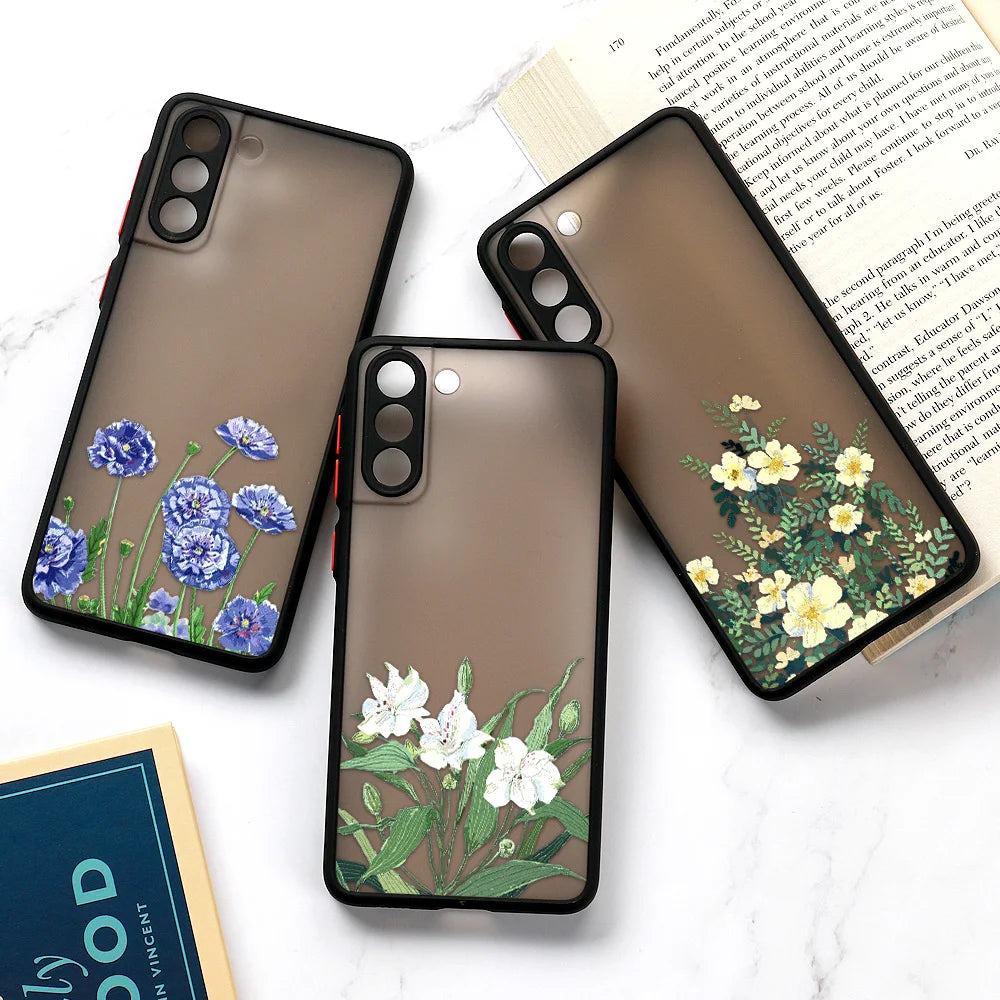 For Samsung S24 S22 S26 Ultra Case Cover Samsung Galaxy S25 S23 Ultra S21 Plus S20 FE Note 20 Ultra Lavender Flowers Clear Cases