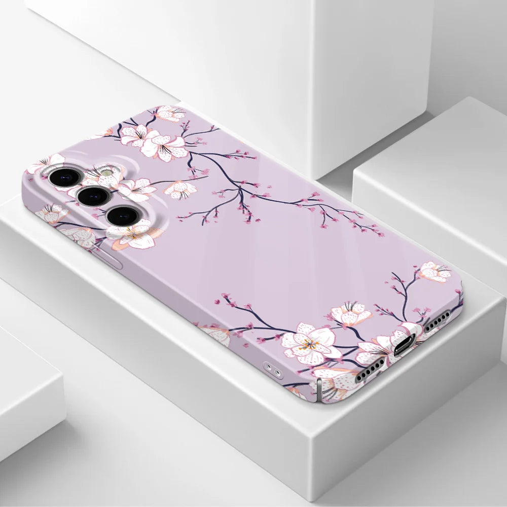 Fallen Plum Blossoms Phone Case For Samsung Galaxy S25 S24 S23 S22 S21 S20 Plus Ultra FE 5G Film Hard Cover
