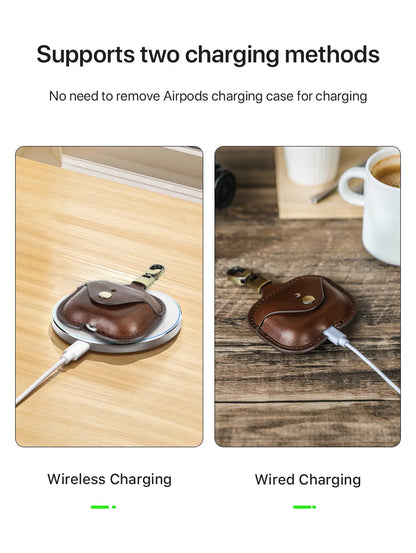 Genuine Leather Cover for AirPods Pro 3 Case Airpod Pro 2nd 1st generation Bluetooth Wireless Headphones Charging Box with Hook