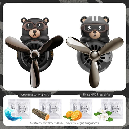 Rotating Propeller Plane pilot bear car air fresheners vent clip ornament decorations accessories perfume fragrance diffuser men