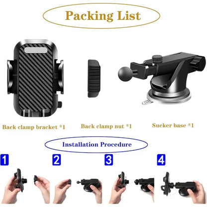 Car Phone Holder 360° Rotation Phone Holder for Car Quick Release Adjustable Car Phone Mount Dashboard for iPhone Samsung Xiaomi