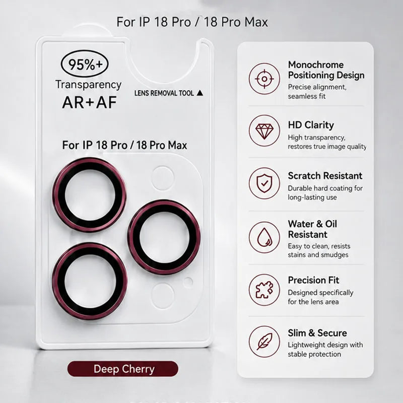 Snap-On AR HD Tempered Glass Camera Lens Film Primarily Fit iPhone 18 Pro Max Compatible with iPhone 17-13 Series W/ Pry Notch