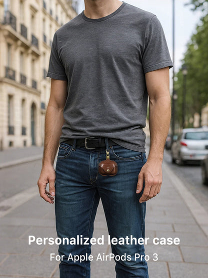 Genuine Leather Cover for AirPods Pro 3 Case Airpod Pro 2nd 1st generation Bluetooth Wireless Headphones Charging Box with Hook