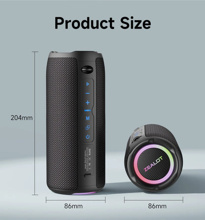 ZEALOT-S49PRO Portable Bluetooth Speaker 20W IPX6 Waterproof Powerful Sound Box Bass Boost Dual Pairing True Wireless Speaker