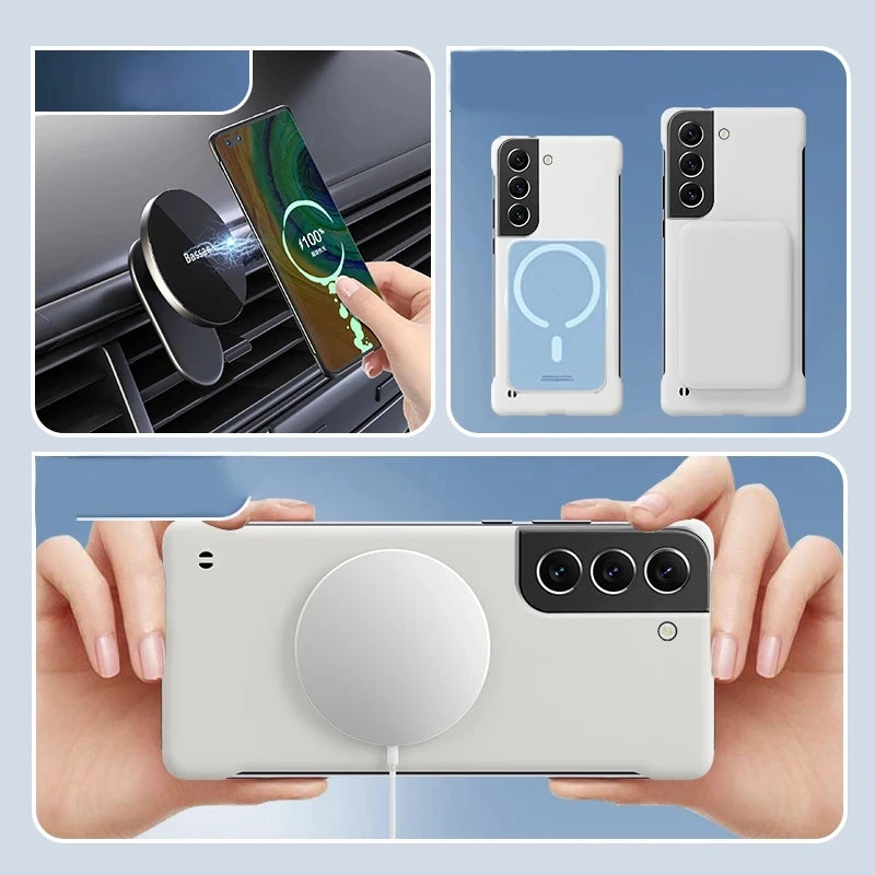 Ultra Slim PC Frameless Magnetic Phone Case For Samsung Galaxy S24 S23 S22 S21 S20 FE Plus NOTE 20 Ultra Magsafe Matte Cover