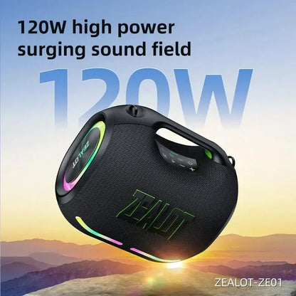 ZEALOT-ZE01 Wireless Bluetooth Speaker 120W TWS Subwoofer Bluetooth Speaker High Volume Waterproof Portable Power Bank HIFI Sound Quality Good-Looking Blue Speaker Long Battery Life