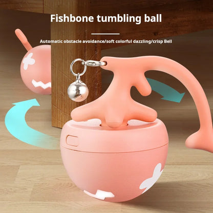 Smart Cat Toys Automatic Rolling Ball Rechargeable Electric Pet Interactive Toy Cat Training Imitate Fish Bones