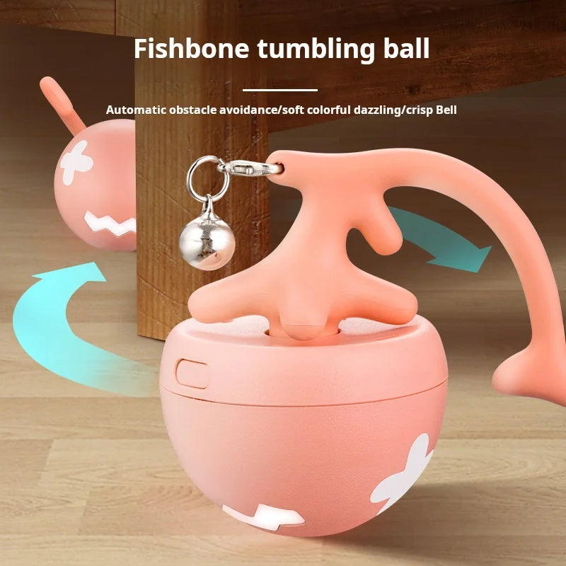 Smart Cat Toys Automatic Rolling Ball Rechargeable Electric Pet Interactive Toy Cat Training Imitate Fish Bones