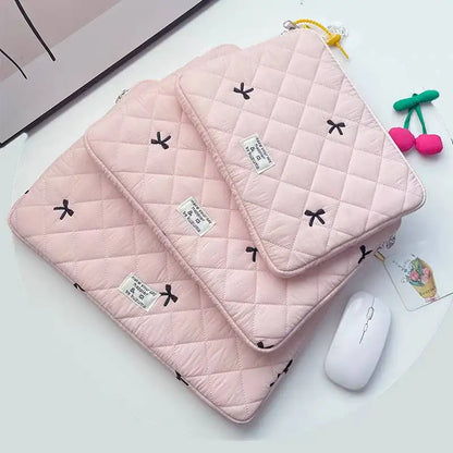 New Bowknot Fluffy Laptop Bag 11/13/15In Shockproof Tablet Sleeve Case Printing Computer Cover Bag for iPad Tablet Protection