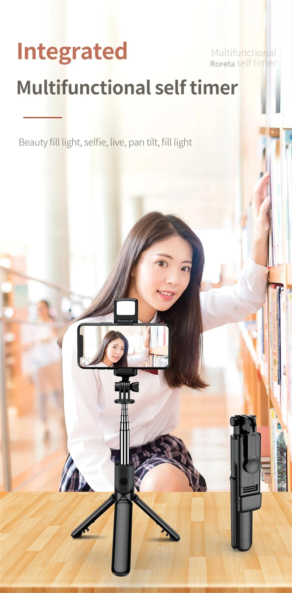 MEUYAG Magnetic Extendable Selfie Stick Tripod Holder Stand with Bluetooth Wireless Remote for Magsafe IPhone Android Monopod