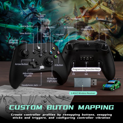 Wireless For XBOX Controller, XBOX ONE Series S/X Console/PC Gaming Gamepad Keys Programming 6 Axis Gyro Turbo Function Win 7/10