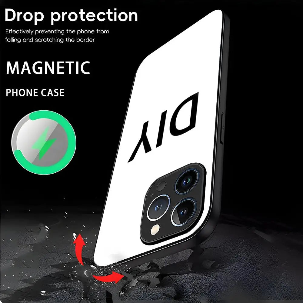 Customized DIY phone cases Phone Case For iPhone 16 15 14 13 12 11 X XR XS XSMAX 8 Plus Mini Pro Max Glass Magnetic Phone Case