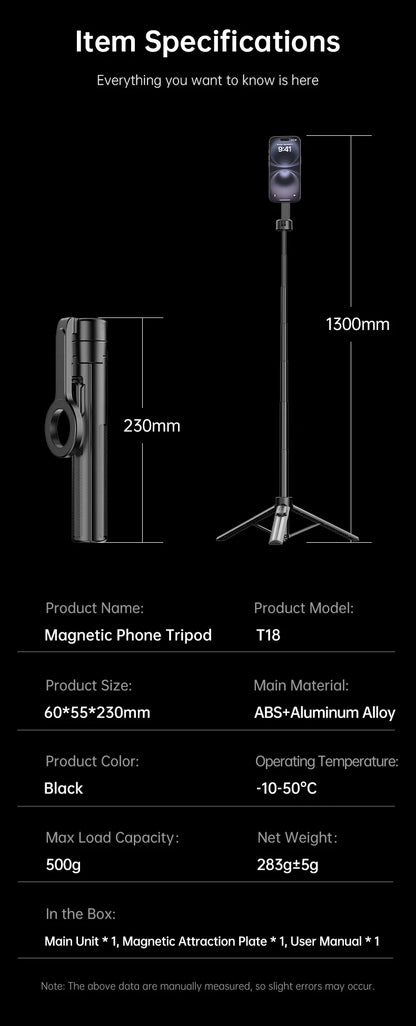 T18 Magnetic Phone Tripod Wireless Phone Grip Selfie Stick Desktop Tripod