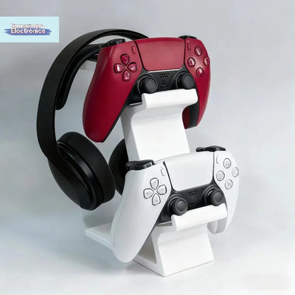 【3 In 1 Controller Stand With Headset Holder Gaming Organizer For 2 Gamepads & 1 Headphone Non-Charging Desktop Dock】