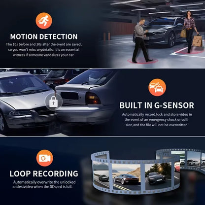 2 Camera Dash Cam W/ IR Night Vision Loop Recording & 2" IPS Screen 1080P ， DVR recorder, video recorder, Vehicle DVR