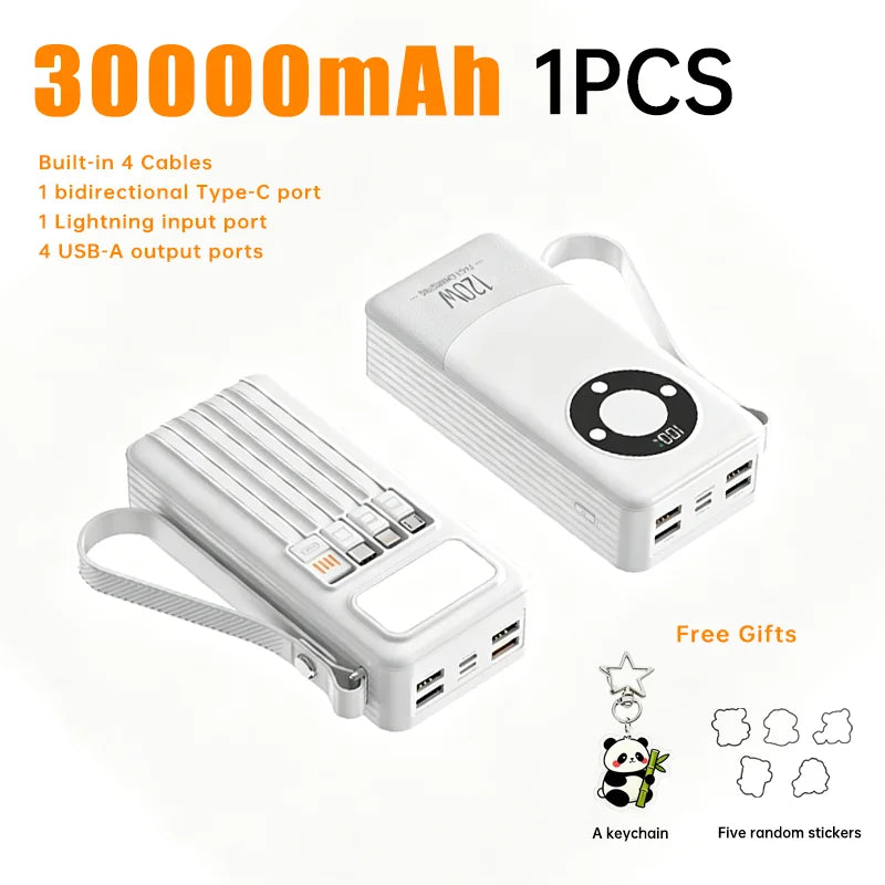 Oloey 2026 100000mAh Power Bank, 120W Super Fast Charging, Large Capacity, Built-in 4 Cables, Portable External Battery Charger
