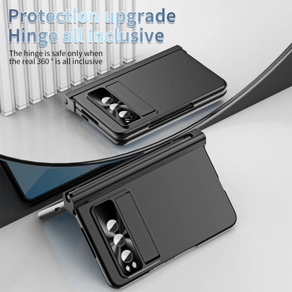 For Google Pixel Fold Electroplating Case with Pen Slot Hinge Full Protection Magnetic Hinge Automatic Adsorption Phone Cover