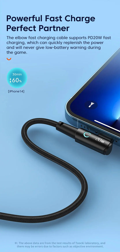 Toocki 20W PD 3.0 USB C Cable for iPhone 15 14 13 12 Pro Max Fast Charging Charger for MacBook iPad Pro Max Lightning Wire Cord