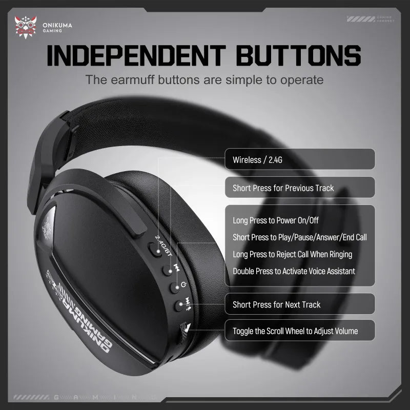 ONIKUMA GT887 Wireless Gaming Headset 4-Mode Bluetooth Headphones Ultra-Low Latency With Mic Wired For PS5 PC Switch Xbox Gamer