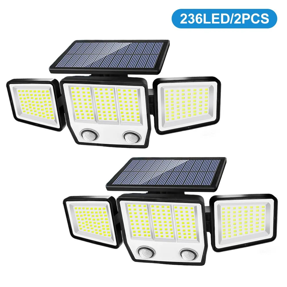 236/366LED Solar Motion Sensor Lights Outdoor Waterproof Solar Floodlight Wall Light 3  Mode Solar Security Lights Garden Yard P
