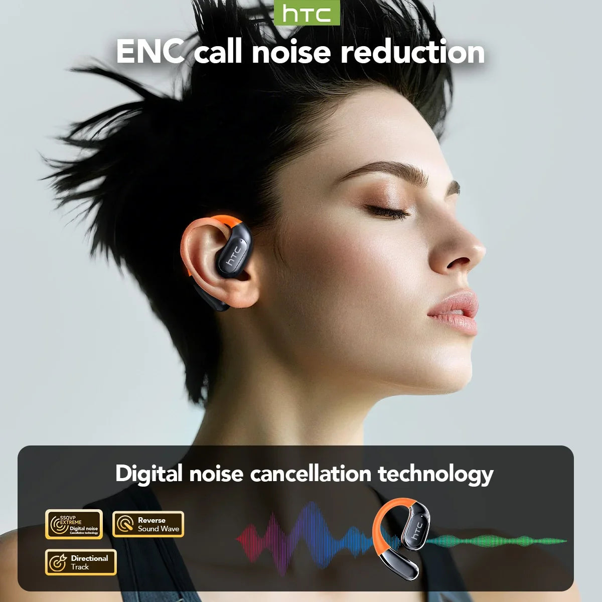 HTC NE27 Bluetooth Earphone AI Translation Earbuds OWS Sport Headphone Touch Screen Ultra Long Battery Life Wireless Headphone