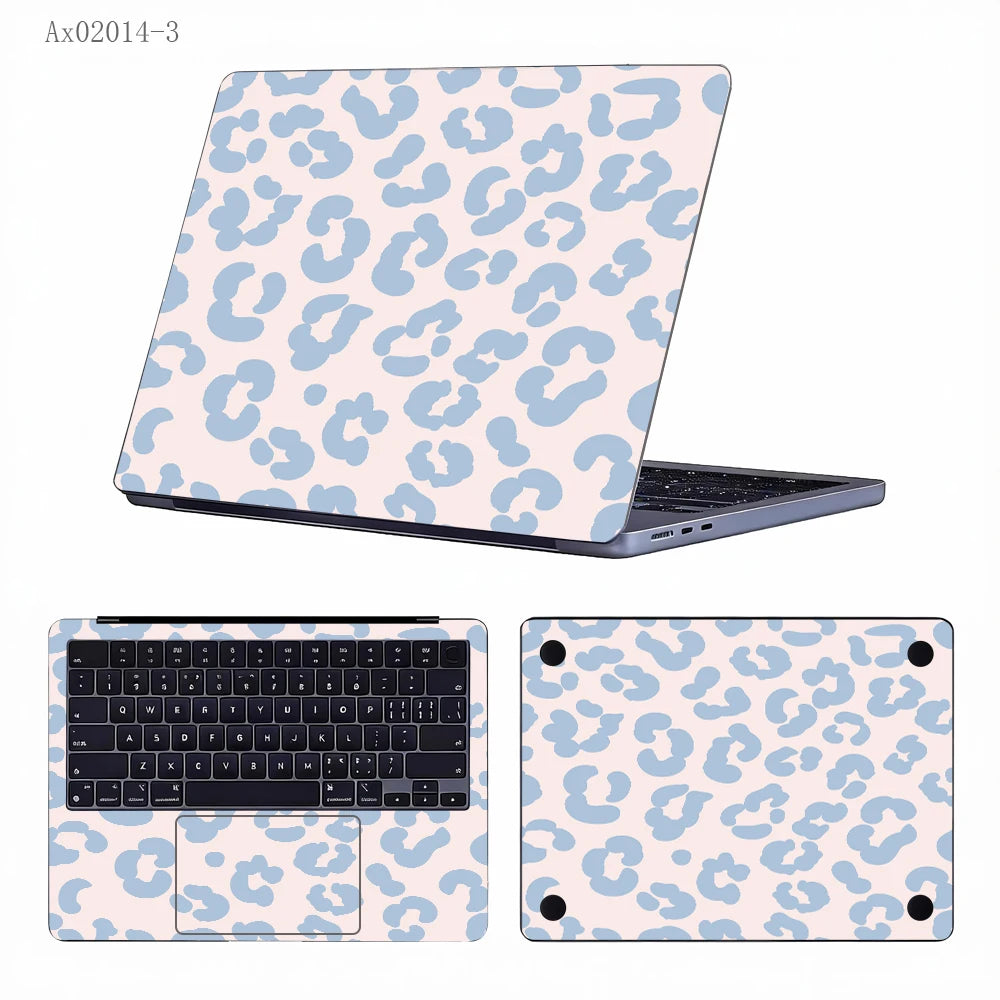 2 pcs Aesthetic Light Leopard Laptop Stickers Set Self-Adhesive Removable Laptop Covers for MacBook Notebook Protective Skins