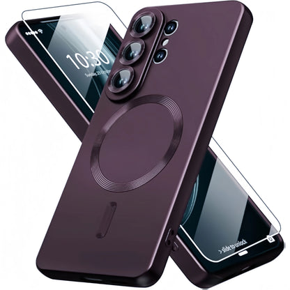 Magnetic for Samsung Galaxy S26 Ultra/S26+/S26 Phone Case with Screen & Camera Protector,Metallic Glossy Luxury Shockproof Slimi