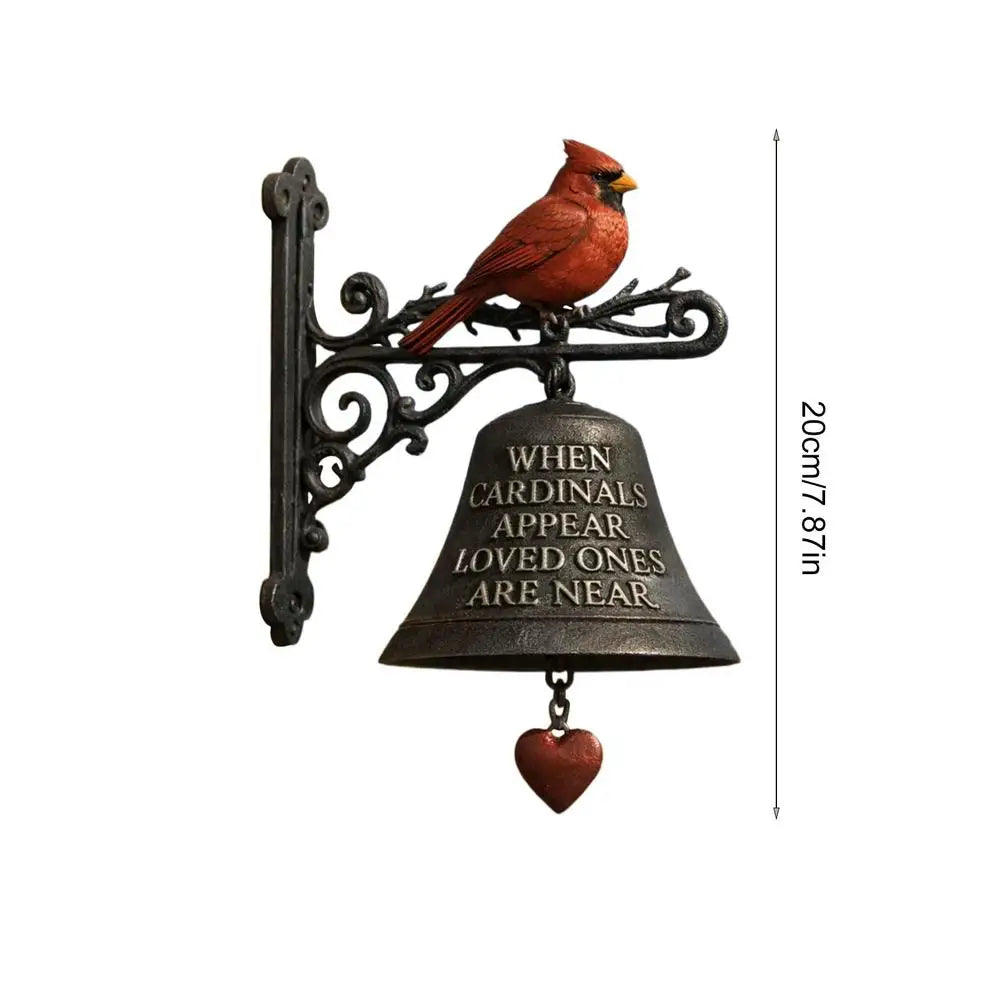 Outdoor Red Bird GardenDinner Bells Rural Retro Wall Mounted Cast Iron Dinner Clock Metal Doorbell Crafts Wall Hanging Bird Bell