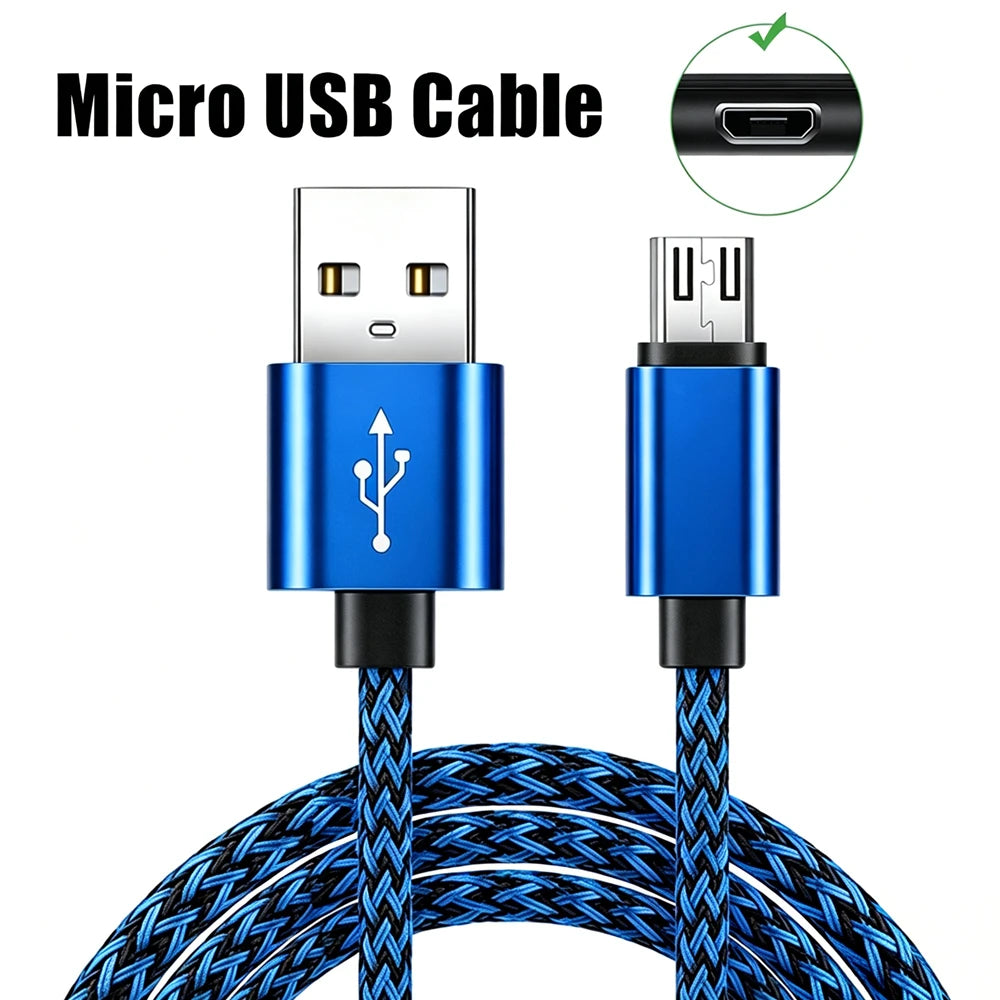 Micro USB Data Charging Braided Cable For Samsung S7 Redmi 9A 10A 12C Honor 7 8X 9i 20i OPPO R11 R15 A3 A51 A73 A7X VIVO Y85 Y93