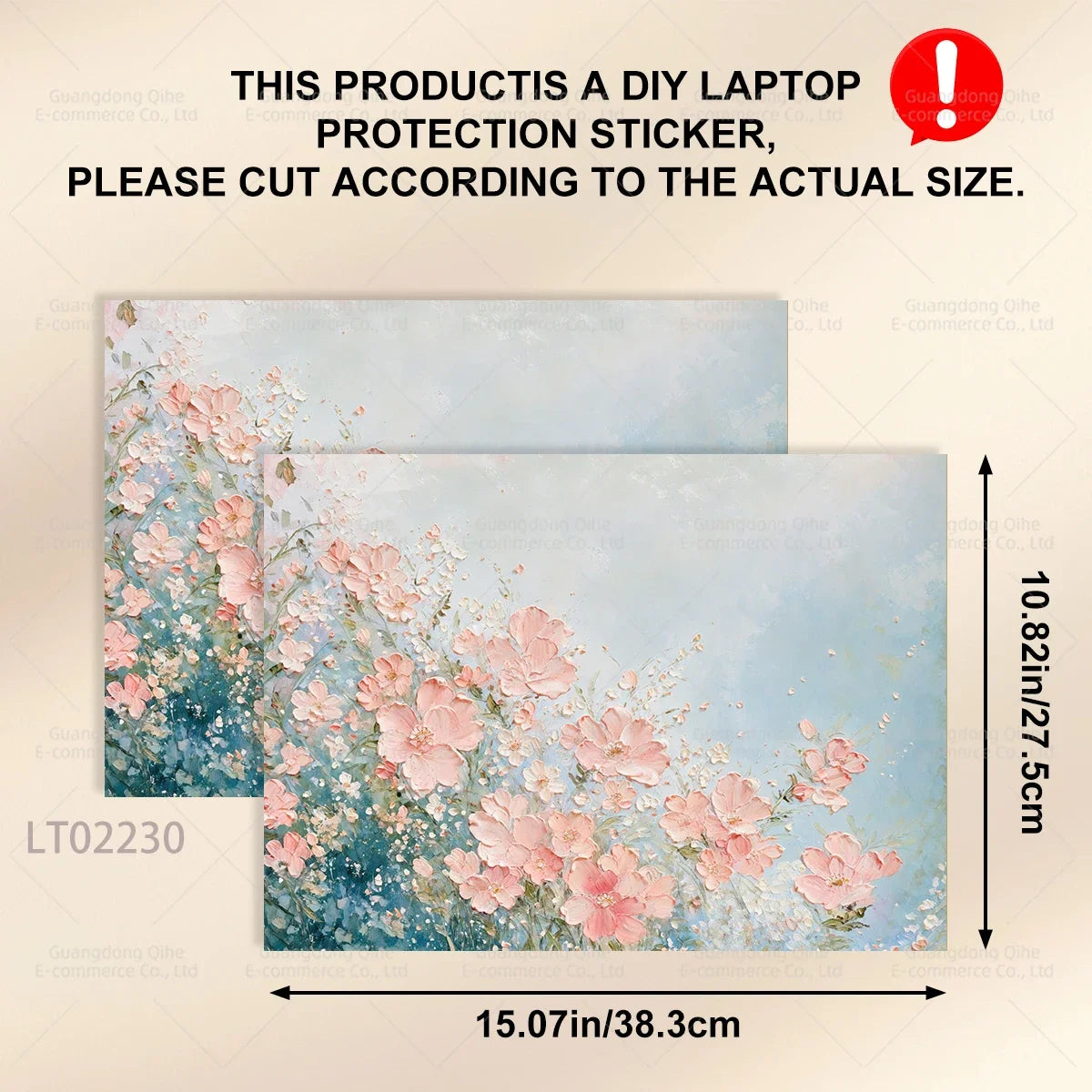 2 PCS Removable Flower Stickers for Laptop PVC Aesthetic Decals Self-Adhesive Peel Off No Residue Tablet Skin MacBook Skin