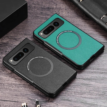 Premium PU Leather Case for Pixel Fold For Magsafe Wireless Charging Hard Back Cover For Google Pixel Fold G9FPL