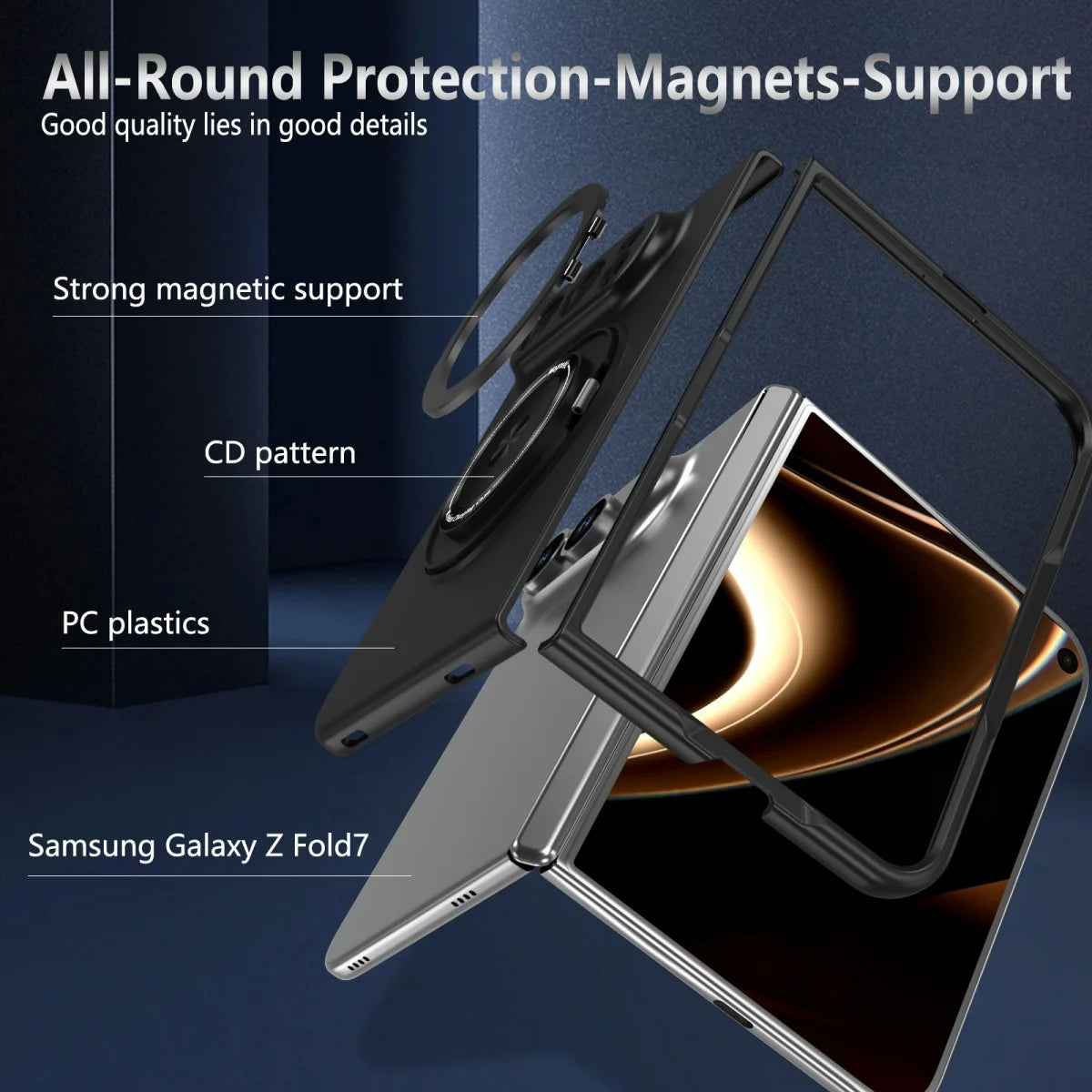 Luxury for Magsafe Wireless Charging Rotating Magnetic Stand Phone Case for IPhone Duo 18 Fold Lens Protector Shockproof Cover