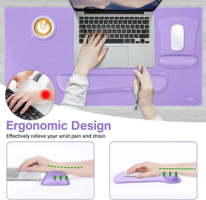 Keyboard Mouse Pad Set Large Gaming Mousepad&Keyboard Wrist Rest&Mouse Wrist Rest&Coaster Ergonomic Non-Slip Mousepad Cushion
