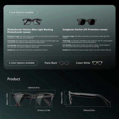Blackview BV300 4K AI Glasses Color-Changing Smart Translation Glasses Photo Video Recording Waterproof Call Smart Sunglasses