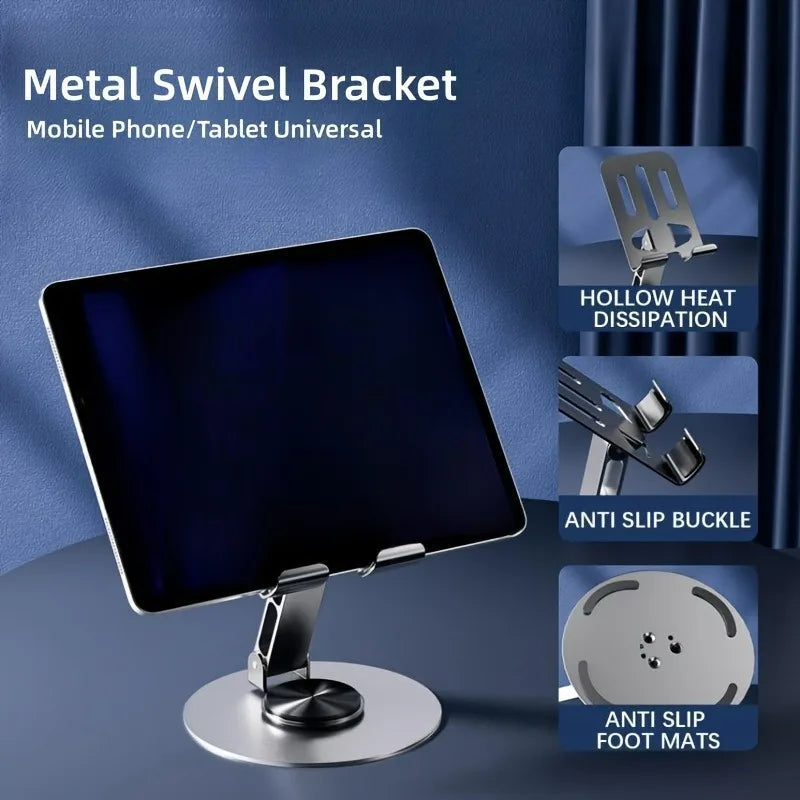 720 Rotate Aluminum Alloy Tablet Holders for IPad Adjustable Folding Lazy Desktop Live Desk Holder Mobile Phone Stand Mount