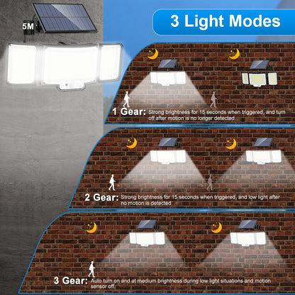 236/366LED Solar Motion Sensor Lights Outdoor Waterproof Solar Floodlight Wall Light 3  Mode Solar Security Lights Garden Yard P