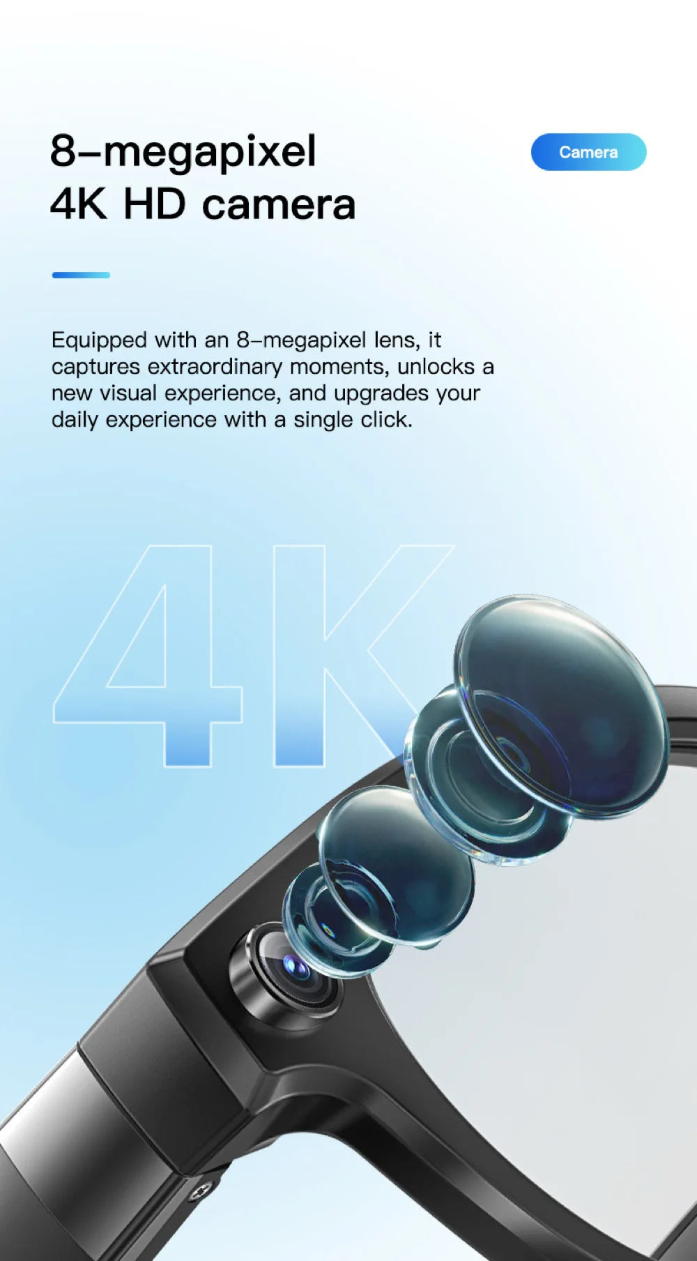 AI Shooting Smart Glasses Blue Tooth Call Automatic Color Changing Lenses Real Time Translation Music 4K Camera Men Women