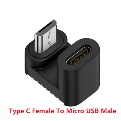 90 Degree Right Up Down Angled Micro USB Male to Type C Female Extension Adapter for Laptop PC Chargers Converter