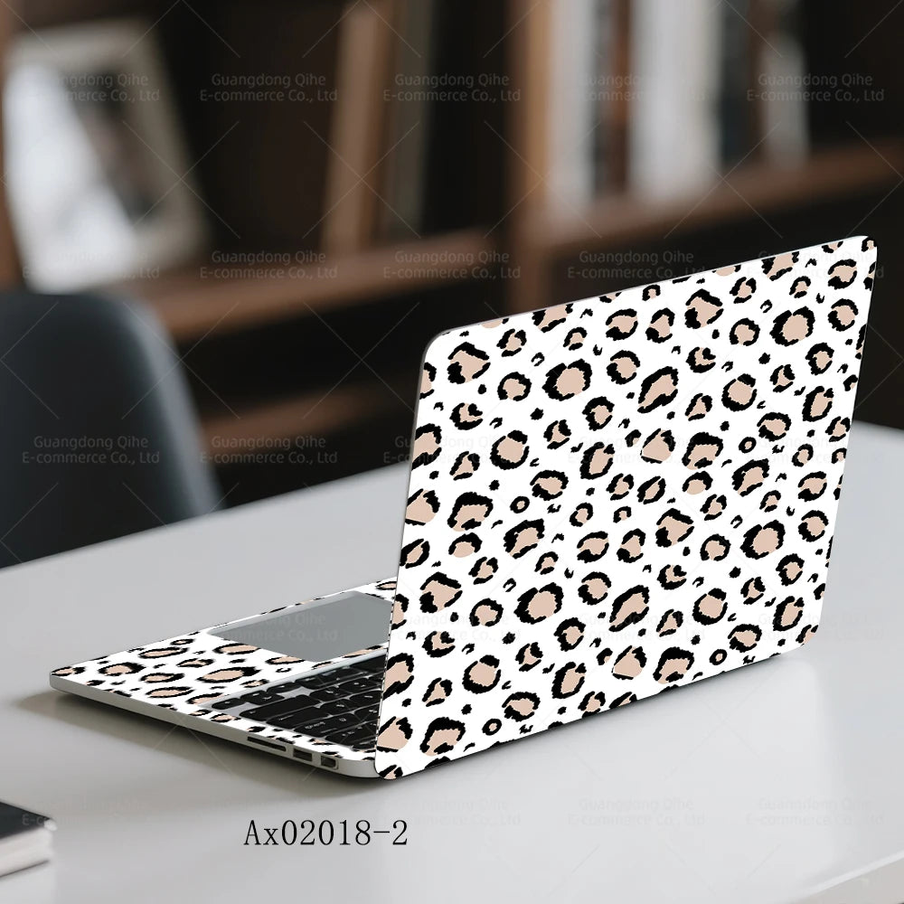 2 pcs Aesthetic Light Leopard Laptop Stickers Set Self-Adhesive Removable Laptop Covers for MacBook Notebook Protective Skins
