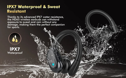 Bluetooth Wireless Headphones with ENC Mic Sports Waterproof TWS Bluetooth Earphones Key Control Wireless Headsets Earbuds Phone