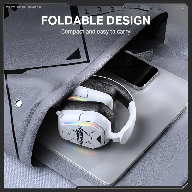 ONIKUMA GT883 Wireless Headset Gaming Headphones Four Mode Bluetooth 5.4 2.4G Low Latency RGB Light Foldable Earphones With Mic