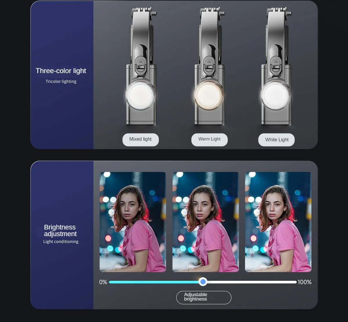 Mobile gimbal Stabilizer Foldable with Tripod Stand, Anti-Shake Function and Phone Holder for Live Streaming and Selfie Stick