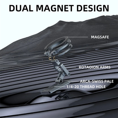 Dual Magnetic Phone Holder Desk Magnet Tripod Phone Mount 1/4'' & ARCA-Swiss Gym Mount for for iPhone Android Car/Airplane Stand