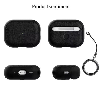For AirPods Pro 3 2025 Case Soft TPU Litchi Leather Protective Cover For AirPods Pro 3 Cases With Lanyard